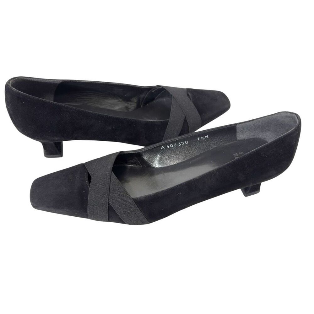 Stuart Weitzman Expo‎ Vintage Old Money Suede Black Office Siren Pump Size 7.5 N